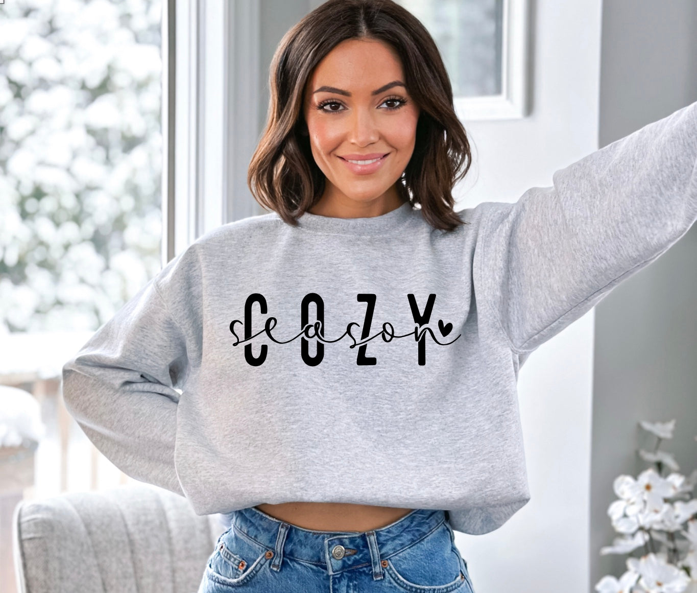 Cozy season unisex crewneck sweatshirt in grey