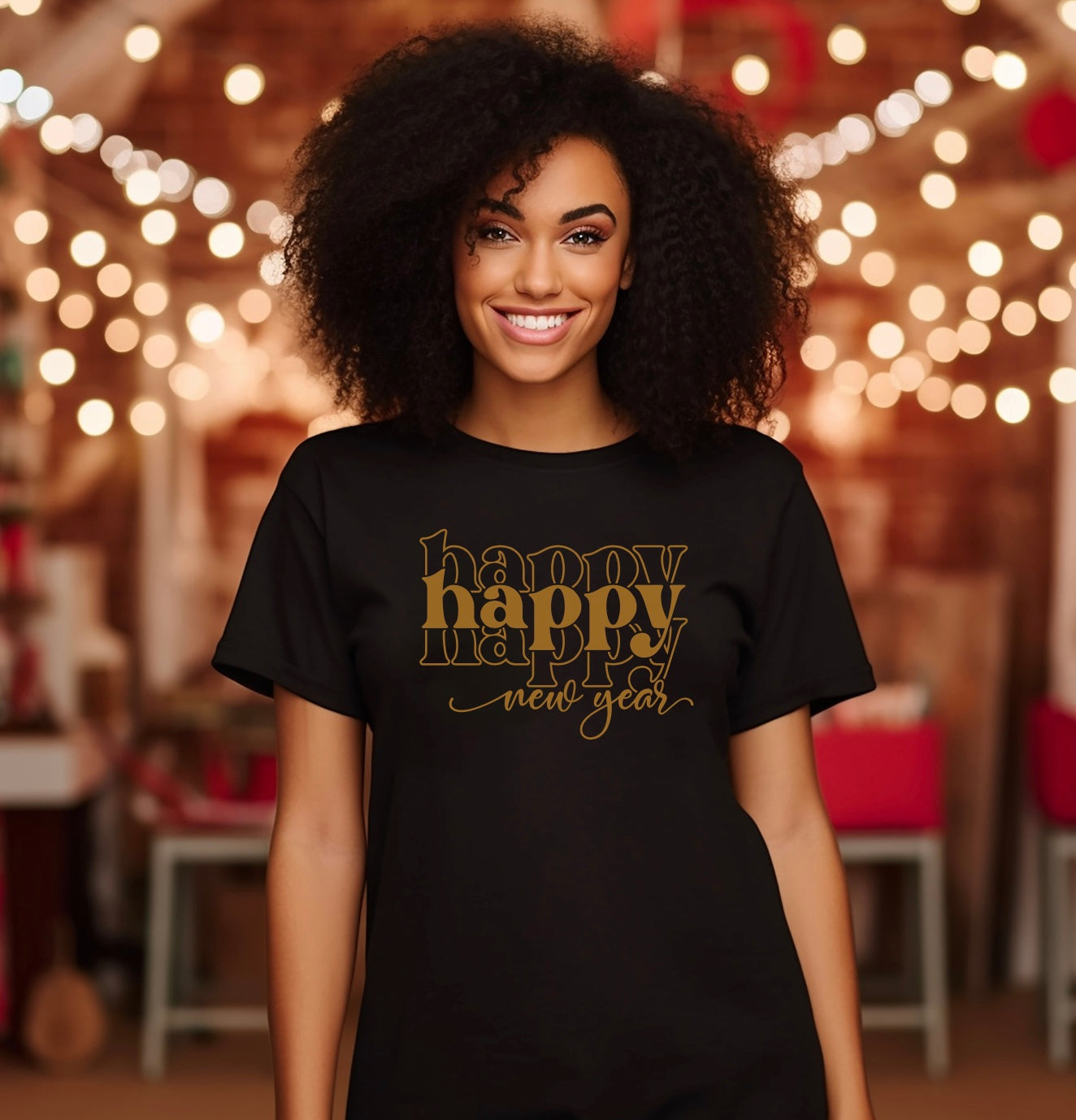 Happy New Year- New Years Eve stacked design t-shirt
