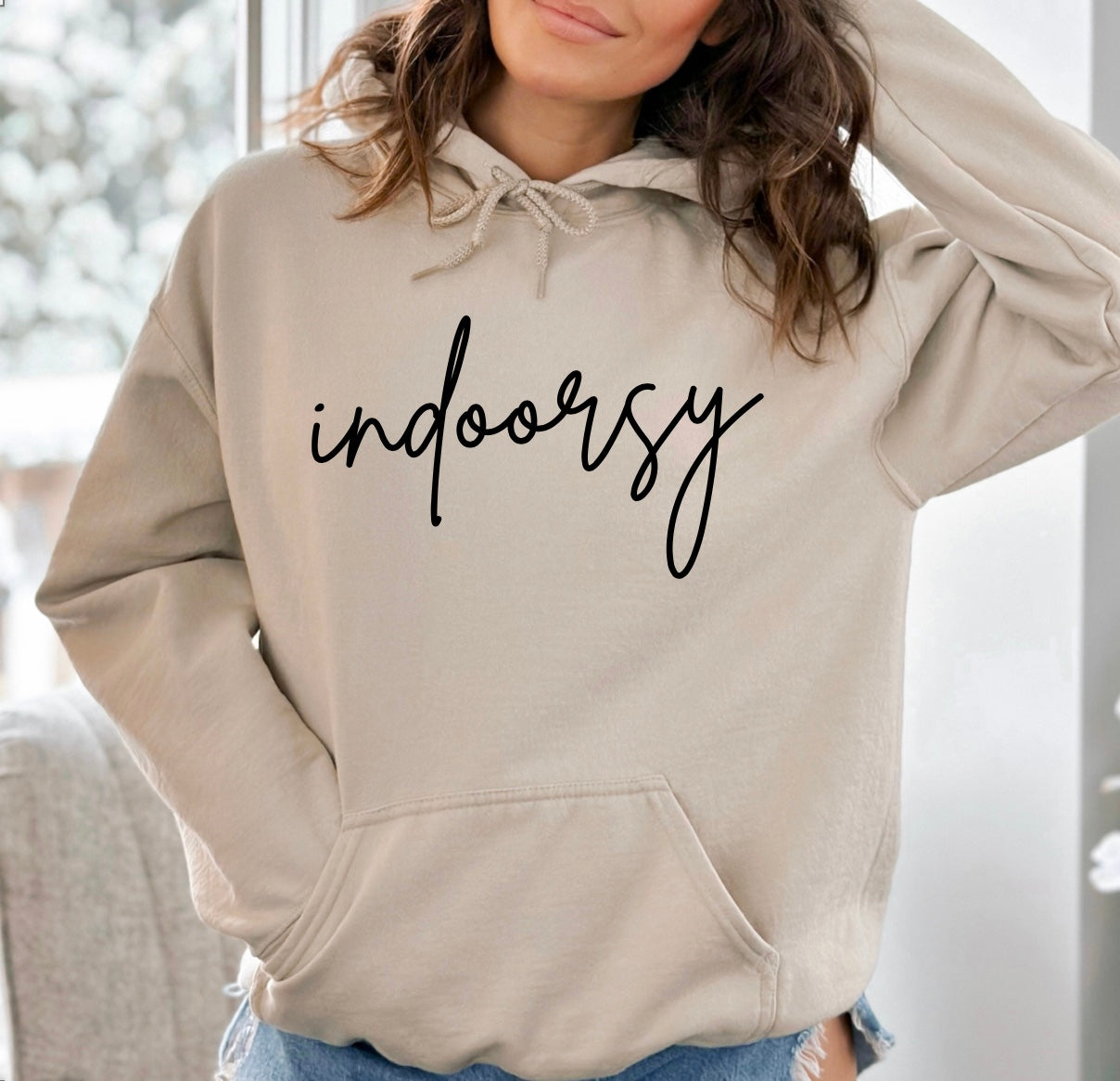 Indoorsy Gildan unisex hoodie in sand