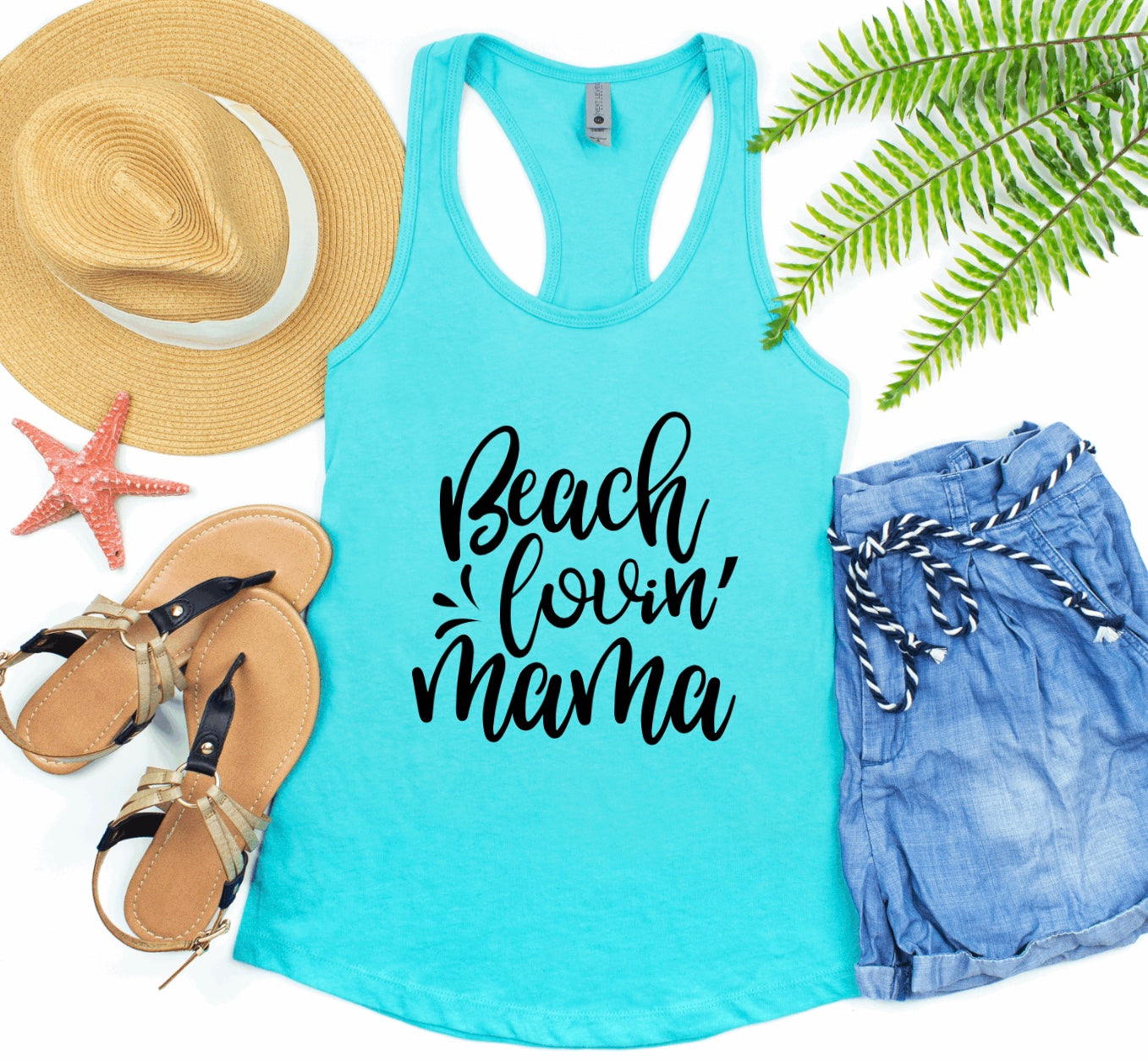 Beach lovin mama racerback tank top