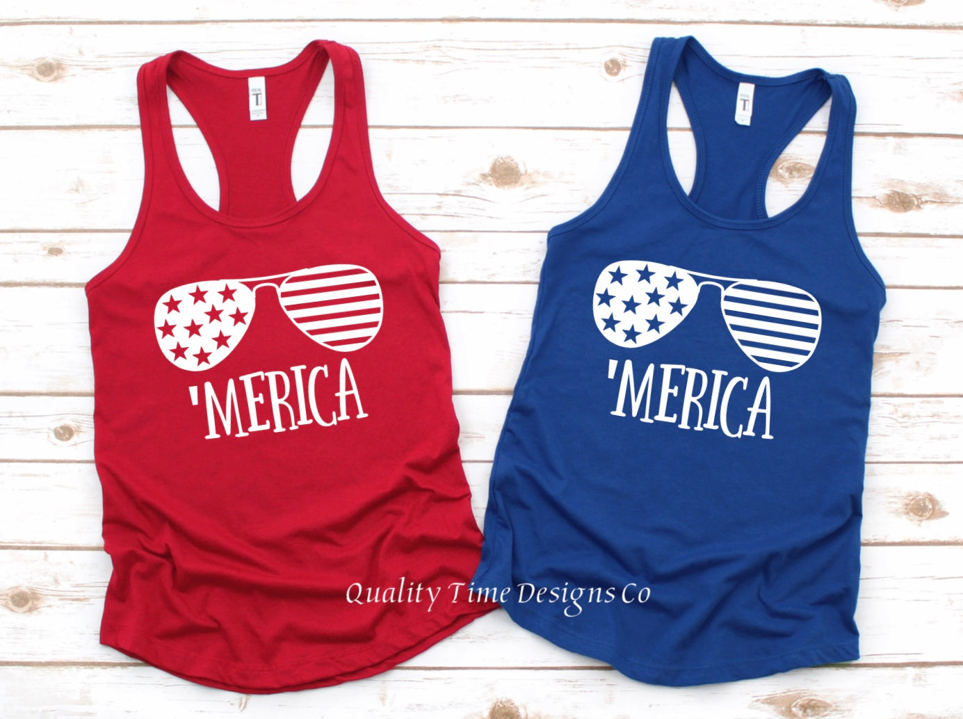 Merica sunglasses graphic tank top