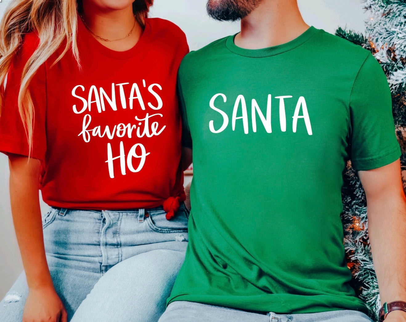 Santa and Santa’s Favorite Ho couples t-shirts