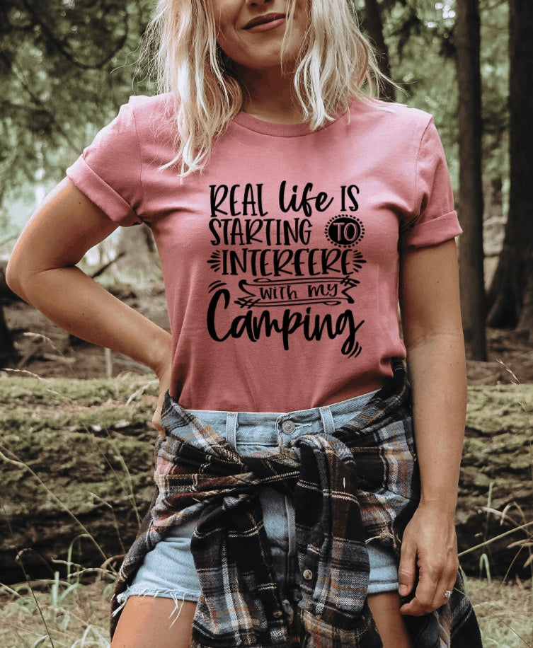 camping shirt Real Life is Starting to Interfere with My Camping- t-shirt UNISEX XL / HEATHER DEEP TEAL