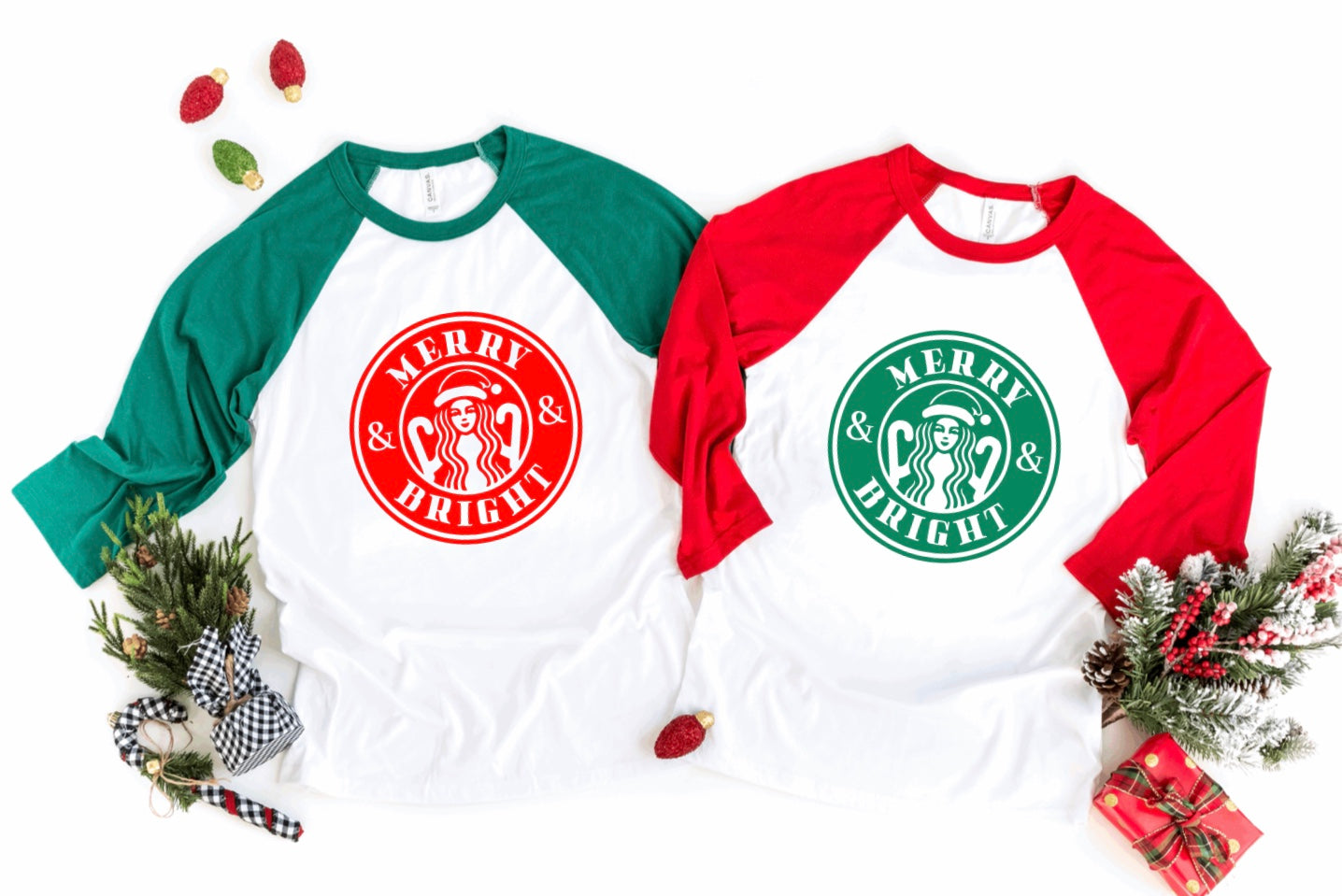 Merry and bright coffee raglan