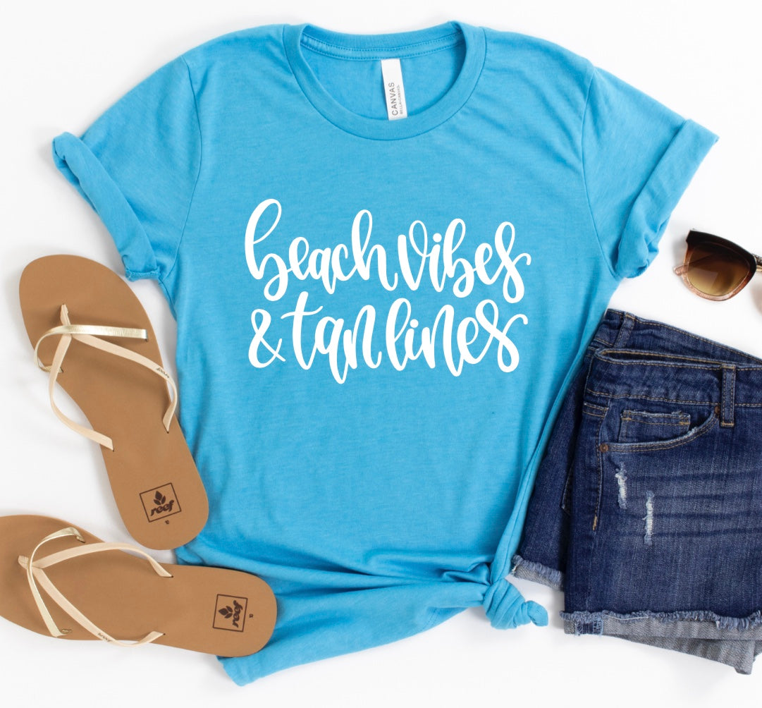 Beach vibes and tan lines t-shirt