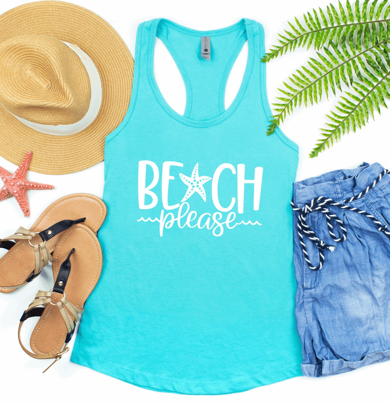 Beach please racerback tank top