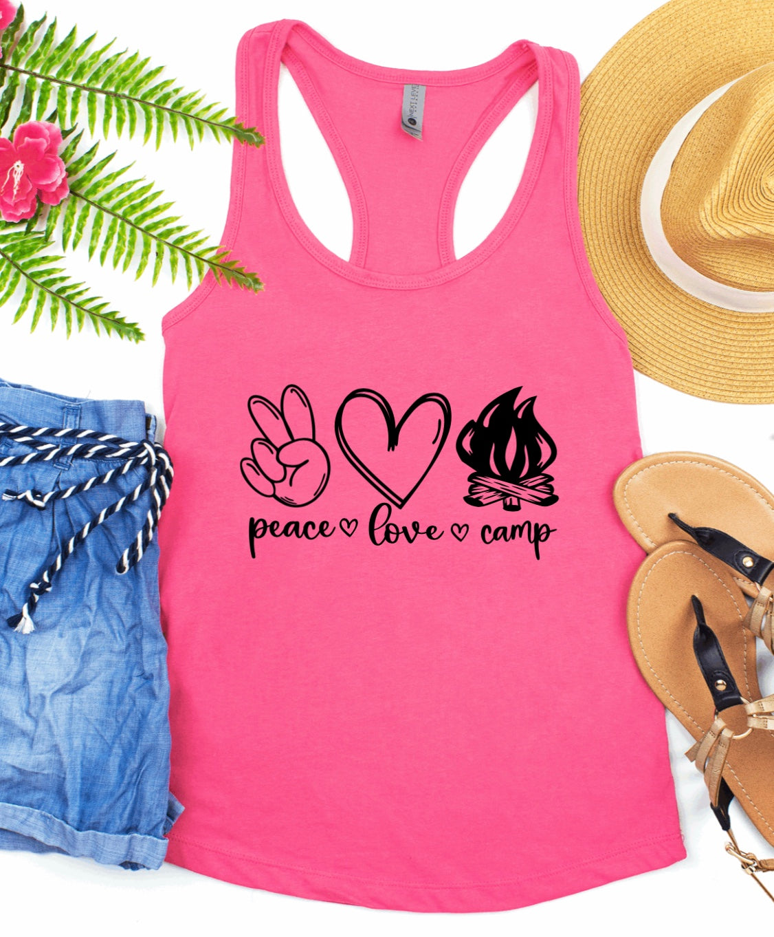 Peace love camp racerback tank top