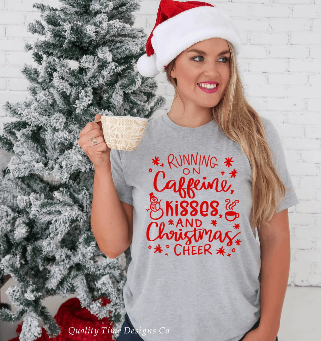Running caffeine kisses and Christmas cheer t-shirt