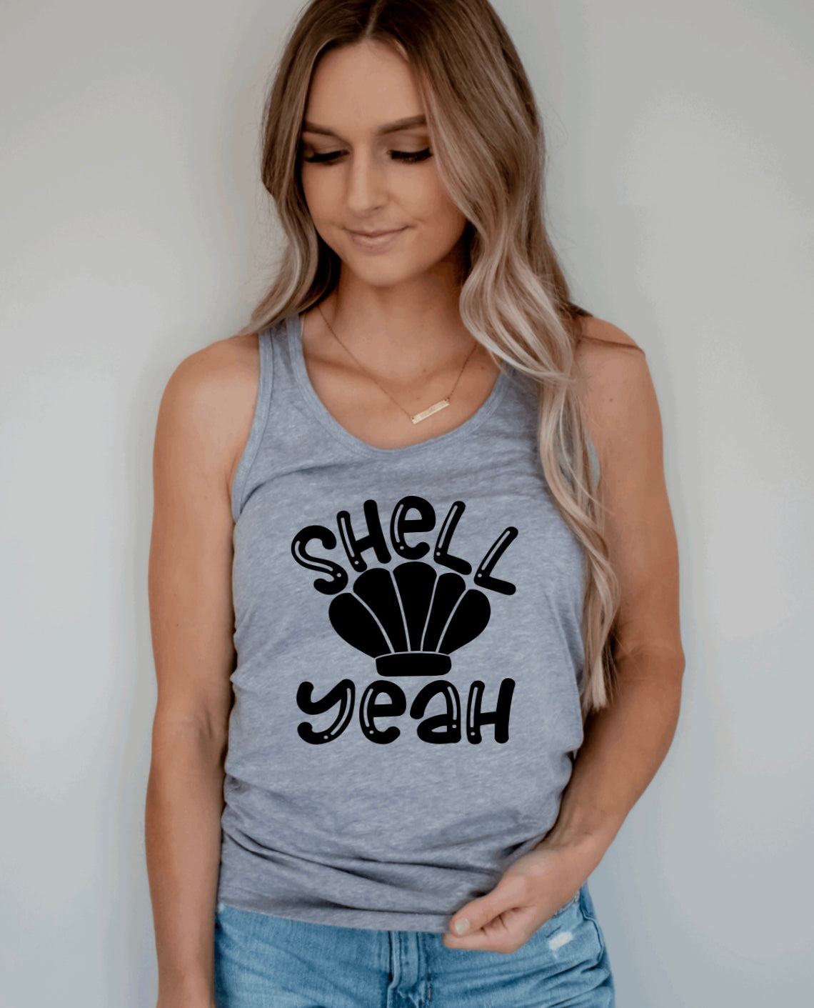 Shell yeah racerback tank top