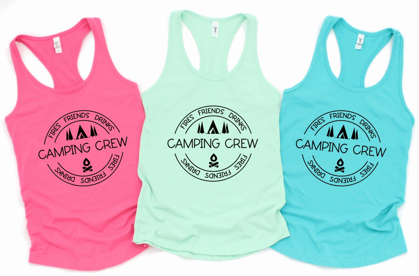 Camping crew racerback tank top