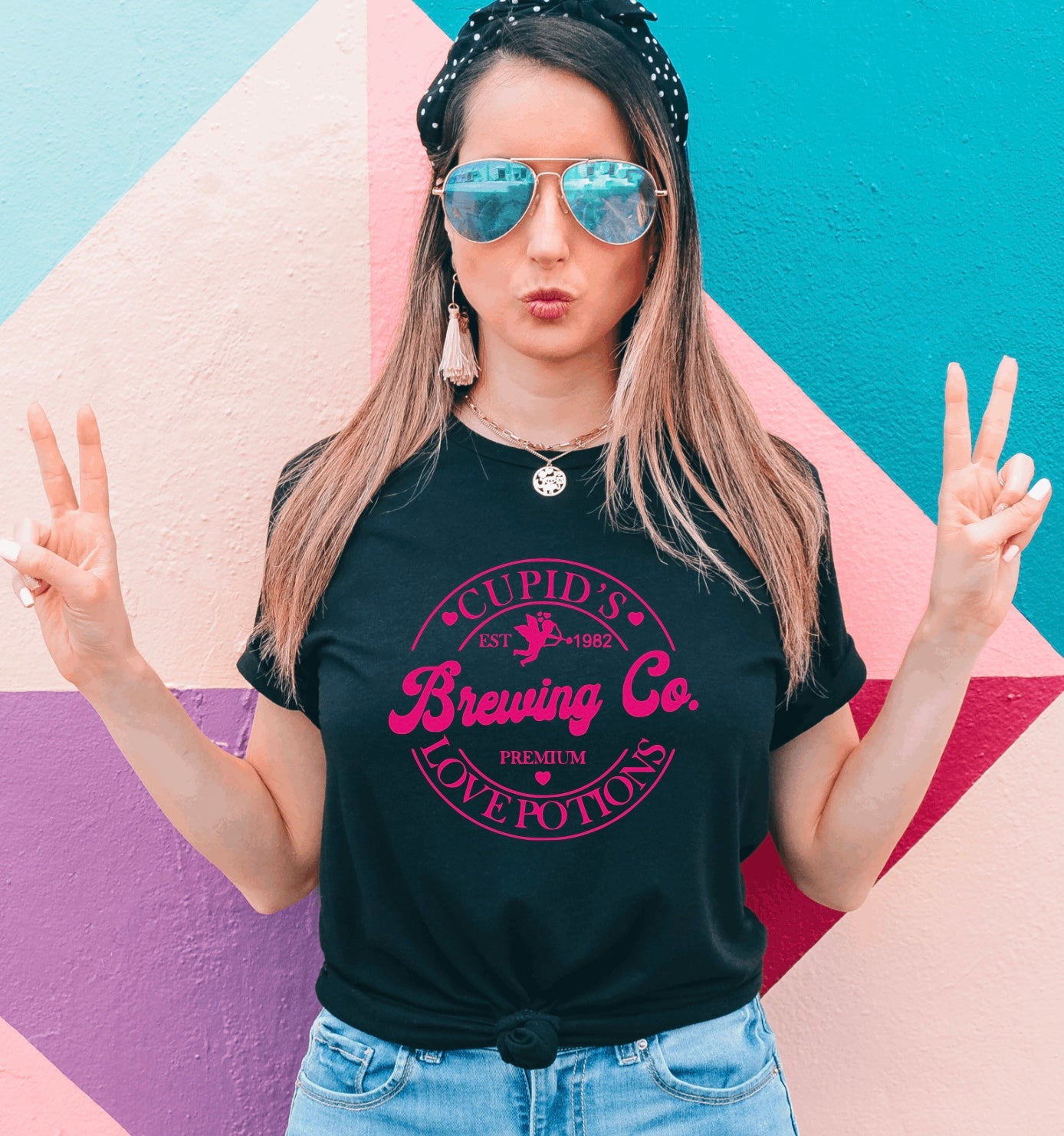 Cupids brewing co Valentine’s Day unisex t-shirt for women in black