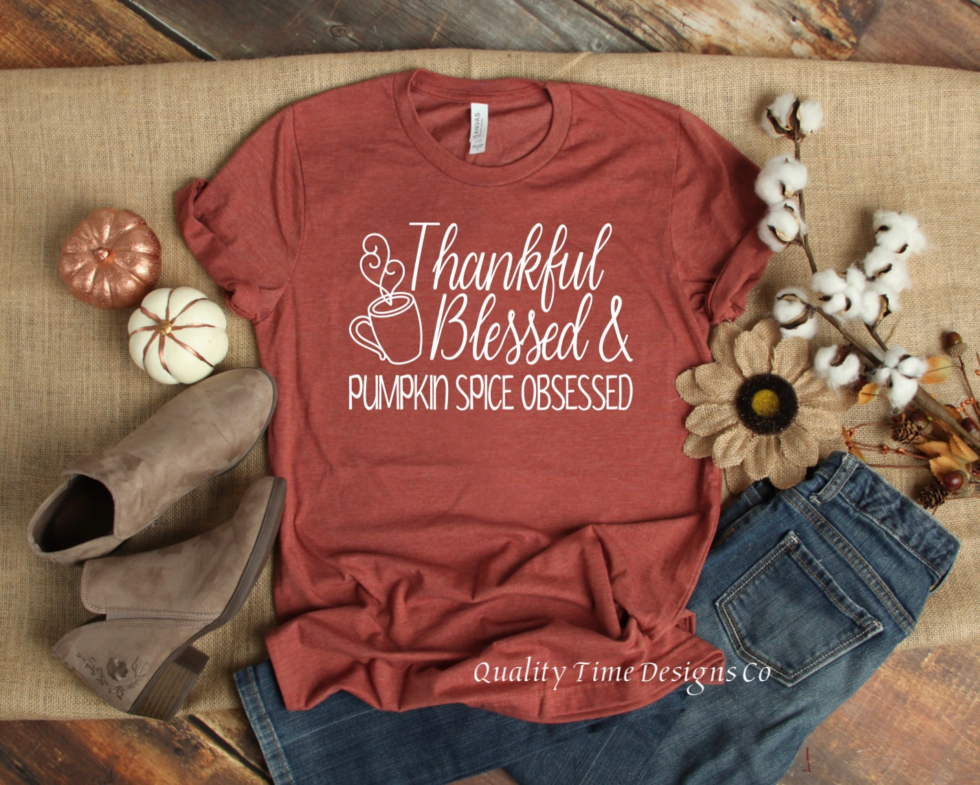 Thankful blessed and pumpkin spice obsessed t-shirt