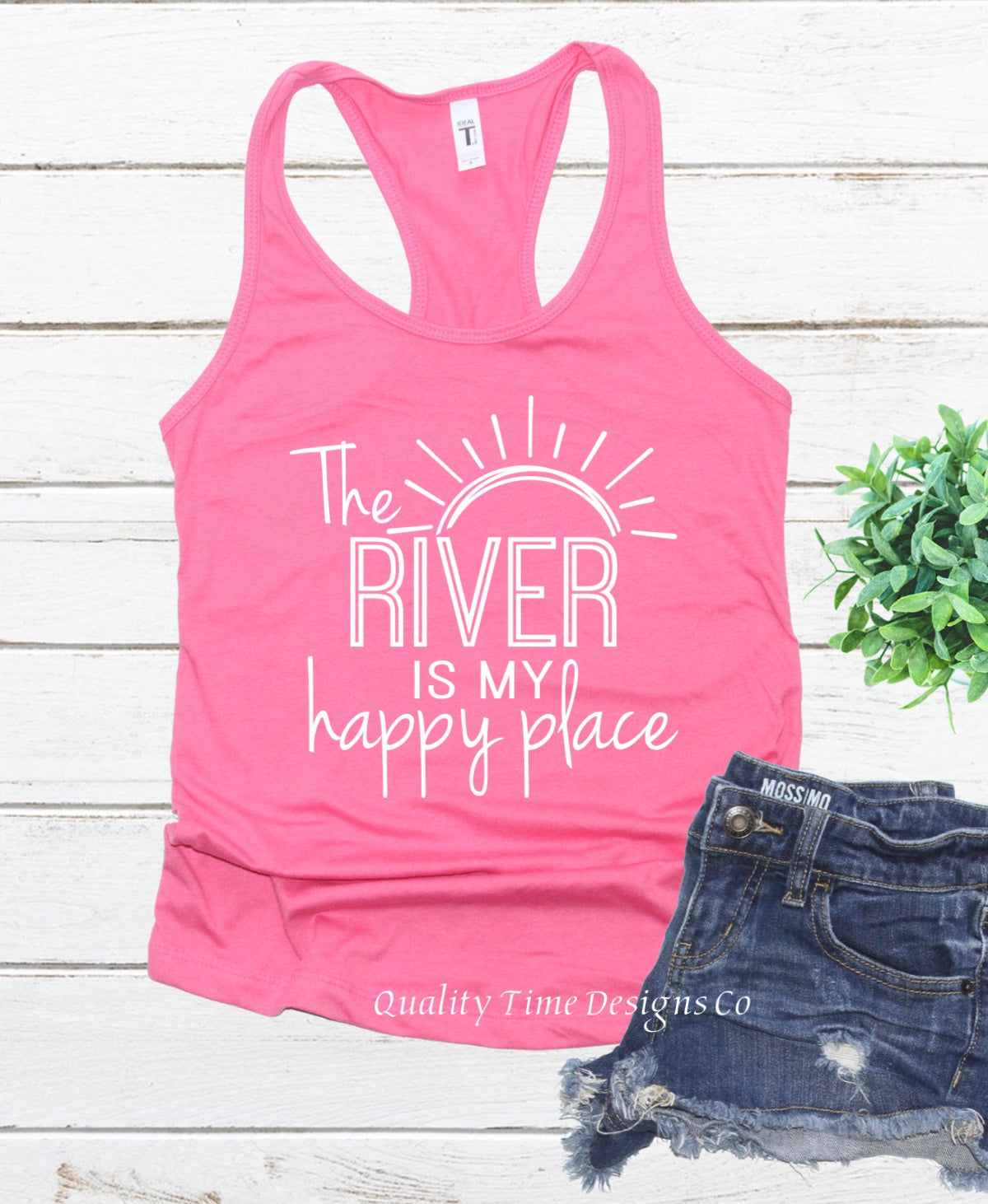 The river is my happy place racerback tank top