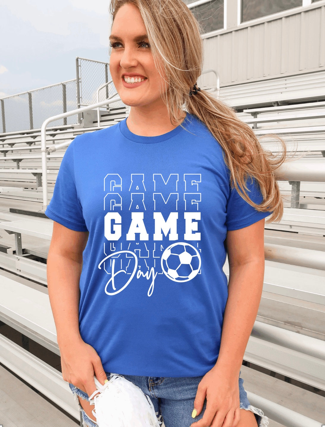 Game day soccer t-shirt for women in royal blue 