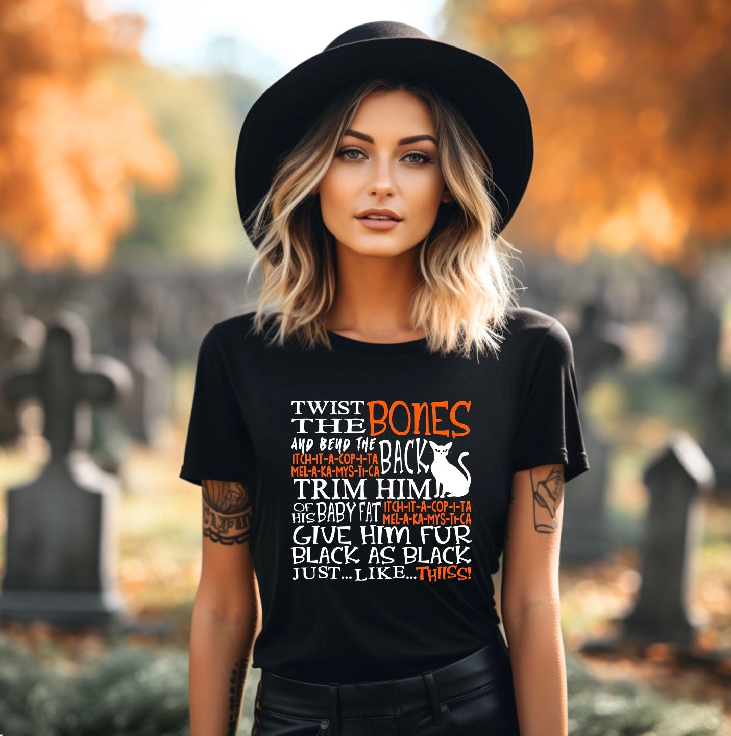 twist the fur and bend the back hocus pocus unisex t-shirt for women in black
