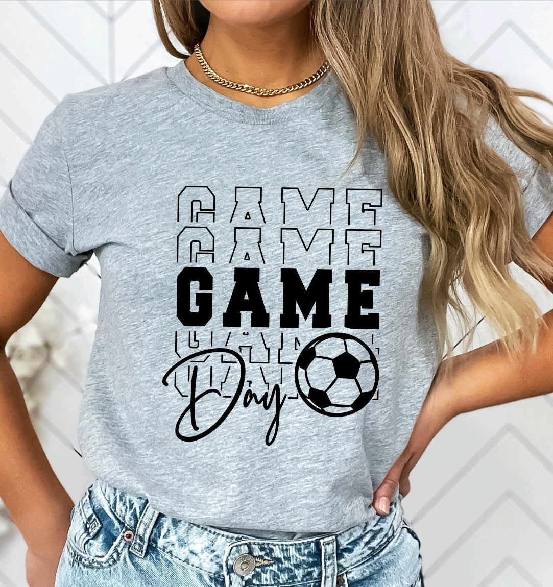 Game day soccer t-shirt for women in light grey