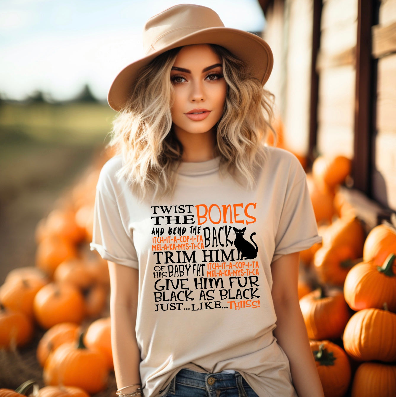 twist the fur and bend the back hocus pocus unisex t-shirt for women in natural