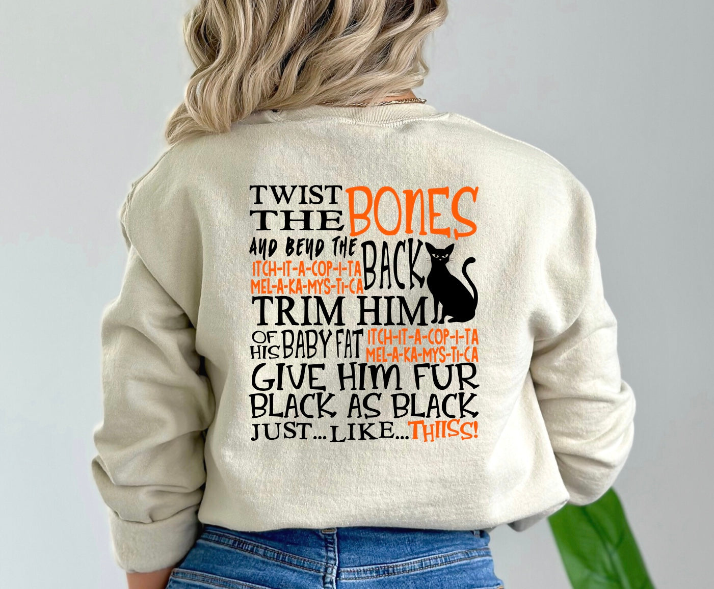 Twist the bones Hocus Pocus inspired unisex crewneck sweatshirt for women in sand