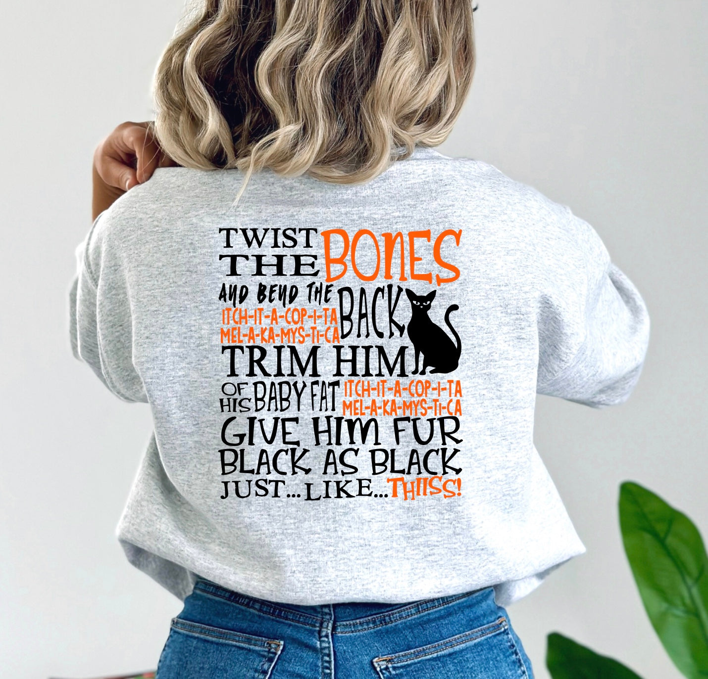 Twist the bones Hocus Pocus inspired unisex crewneck sweatshirt for women in grey