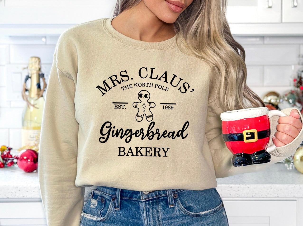 Mrs. Claus Gingerbread Bakery Christmas Crewneck Sweatshirt