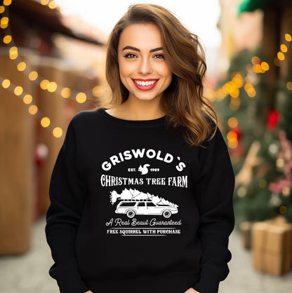 Griswold's Christmas tree farm unisex crewneck sweatshirt in black