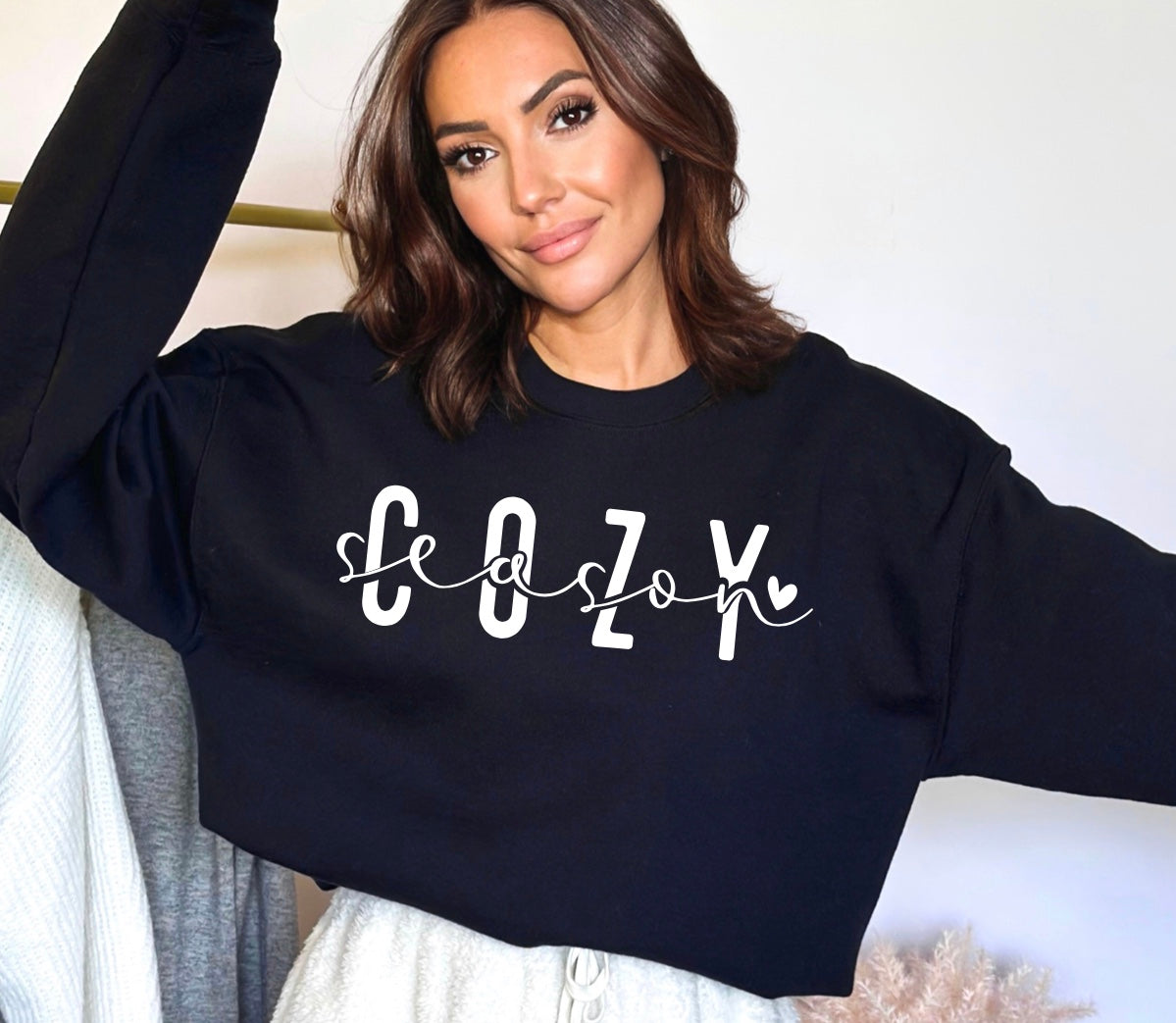 Cozy season unisex crewneck sweatshirt  in black