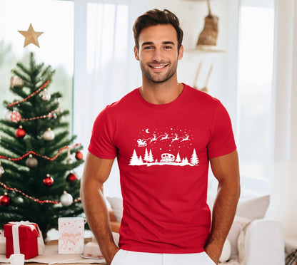 Christmas Camping unisex t-shirt in red