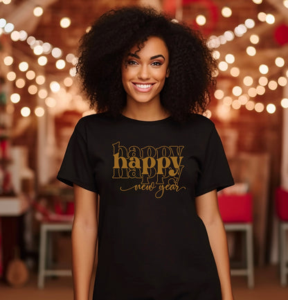 Happy New Year- New Years Eve stacked design t-shirt