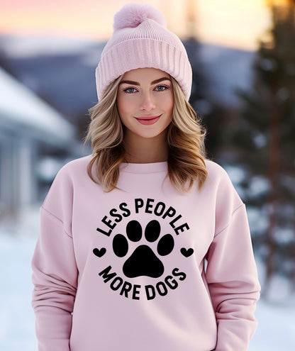 Less people more dogs unisex crewneck sweatshirt in Pink