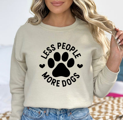 Less people more dogs unisex crewneck sweatshirt in Sand