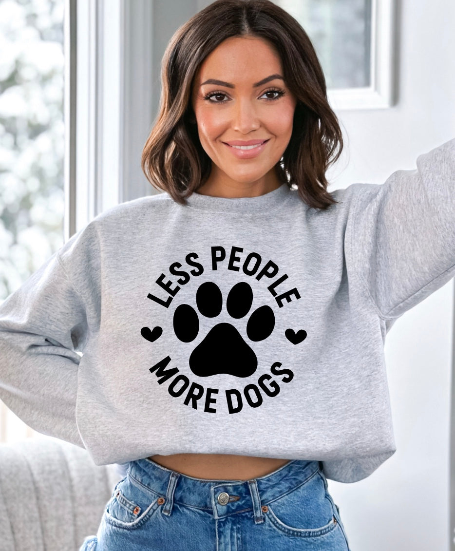 Less people more dogs unisex crewneck sweatshirt in Grey