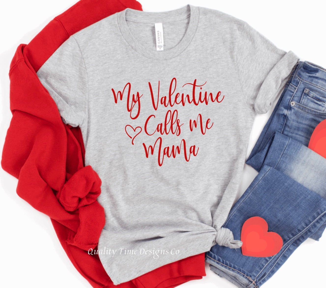 My Valentine calls me mama unisex t-shirt in grey