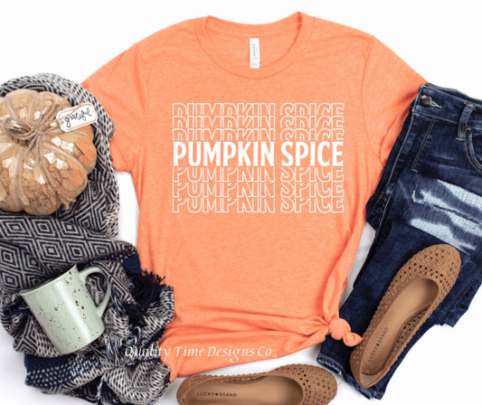 Pumpkin spice repeating text t-shirt 