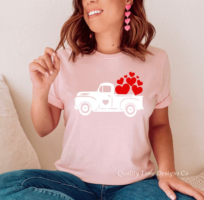 Vintage truck with hearts Valentine t-shirt 