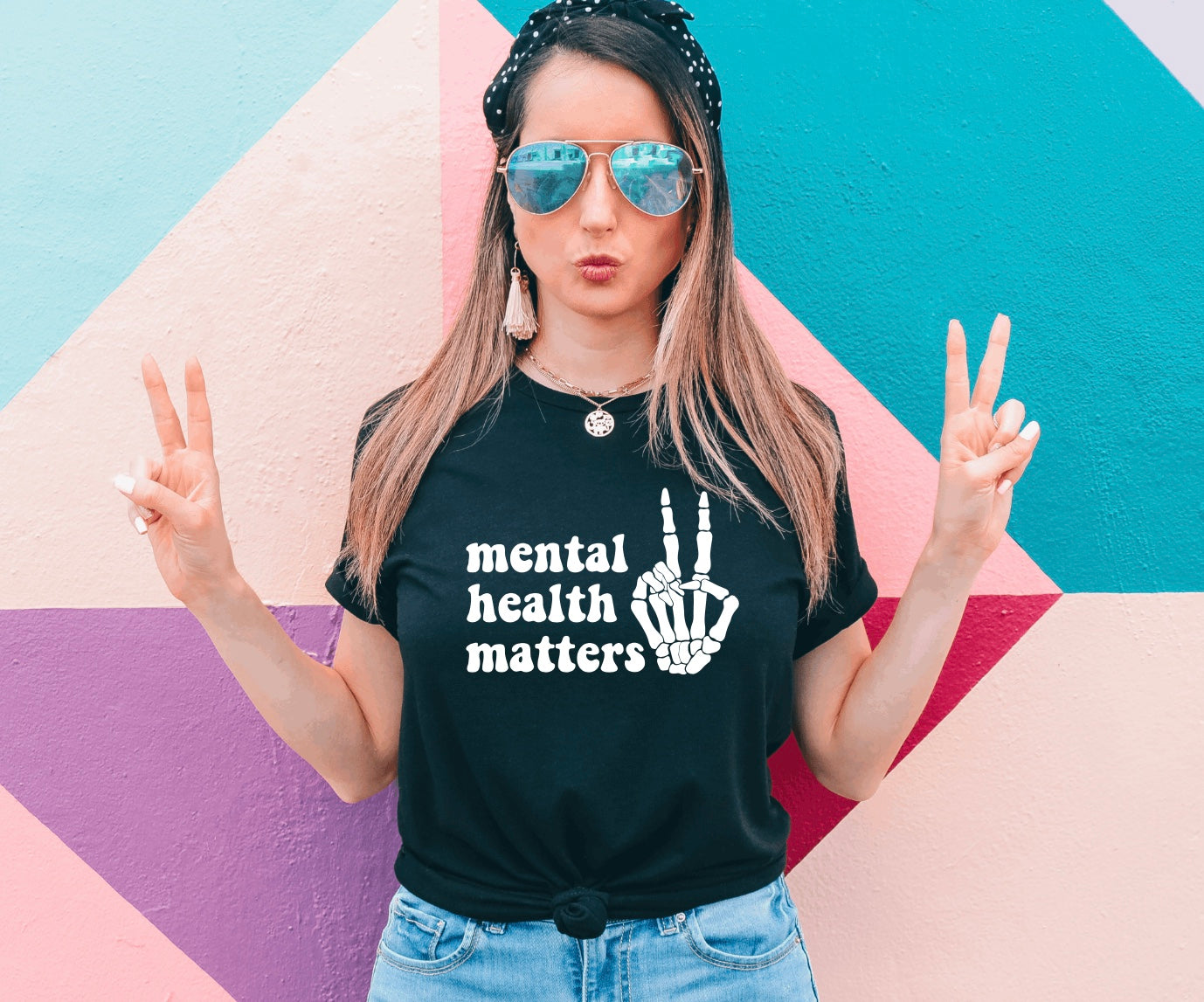 Mental health matters peace sign t-shirt 