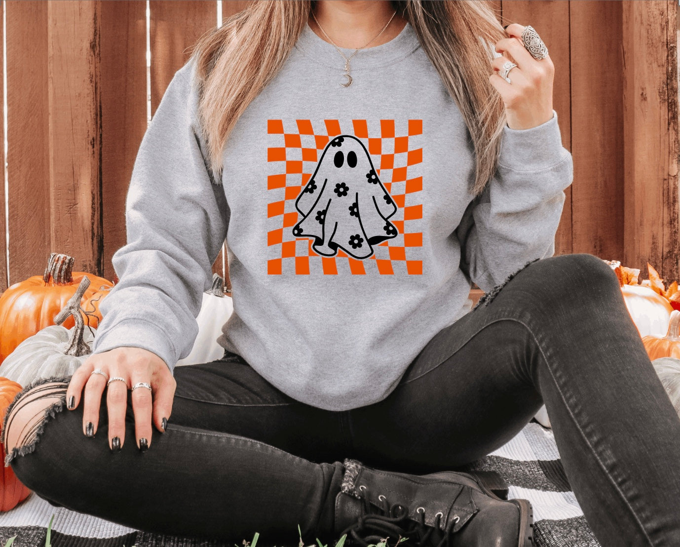 Retro daisy ghost crewneck sweatshirt 