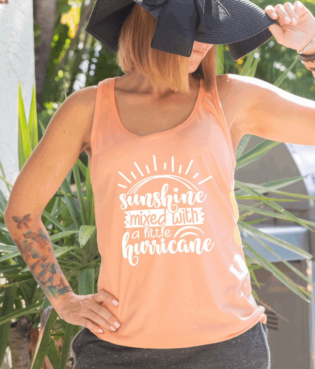 Sunshine mixed with a little hurricane racerback tank top 