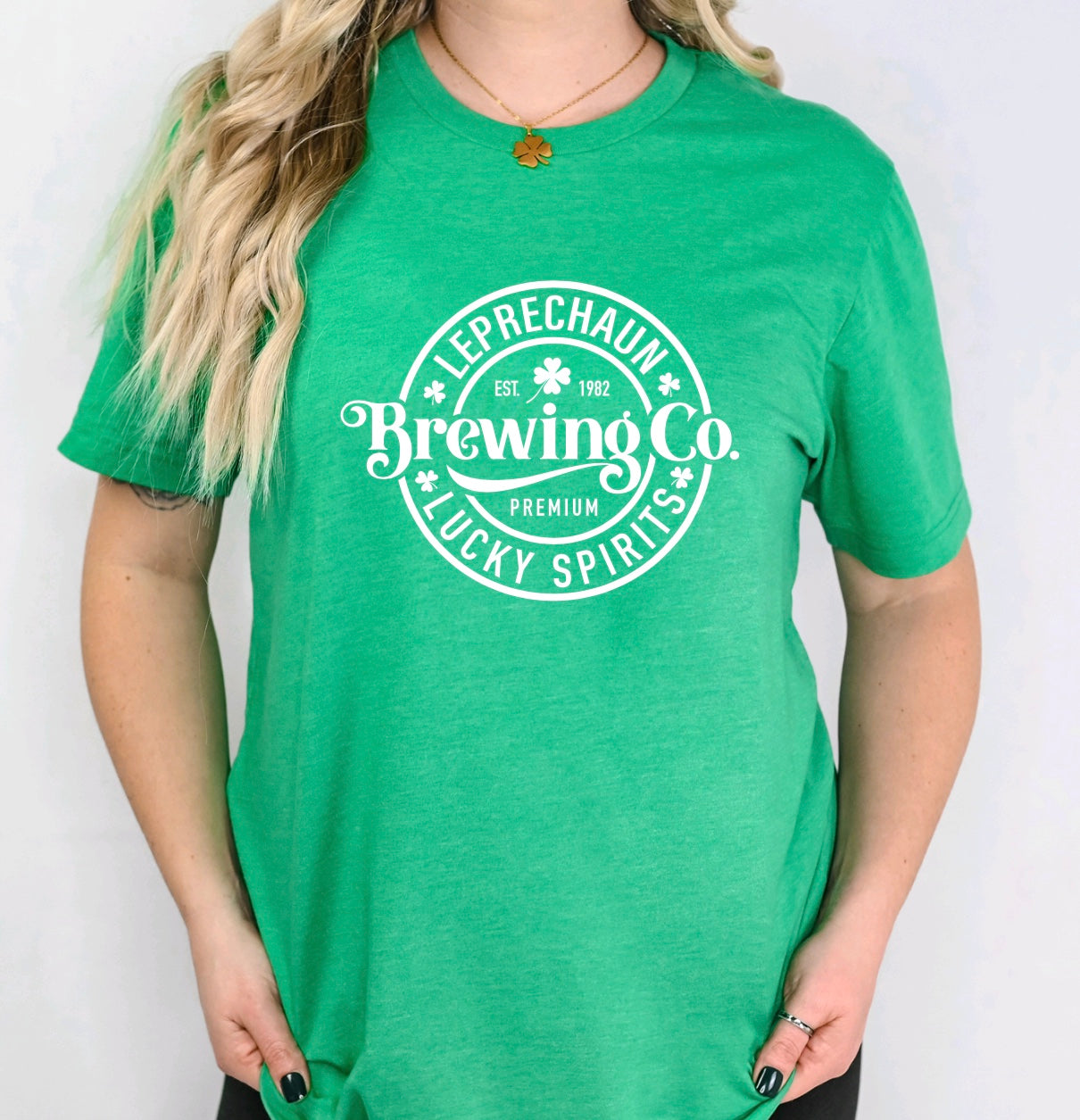 Leprechaun brewing company st patty’s day unisex t-shirt for women in heather green
