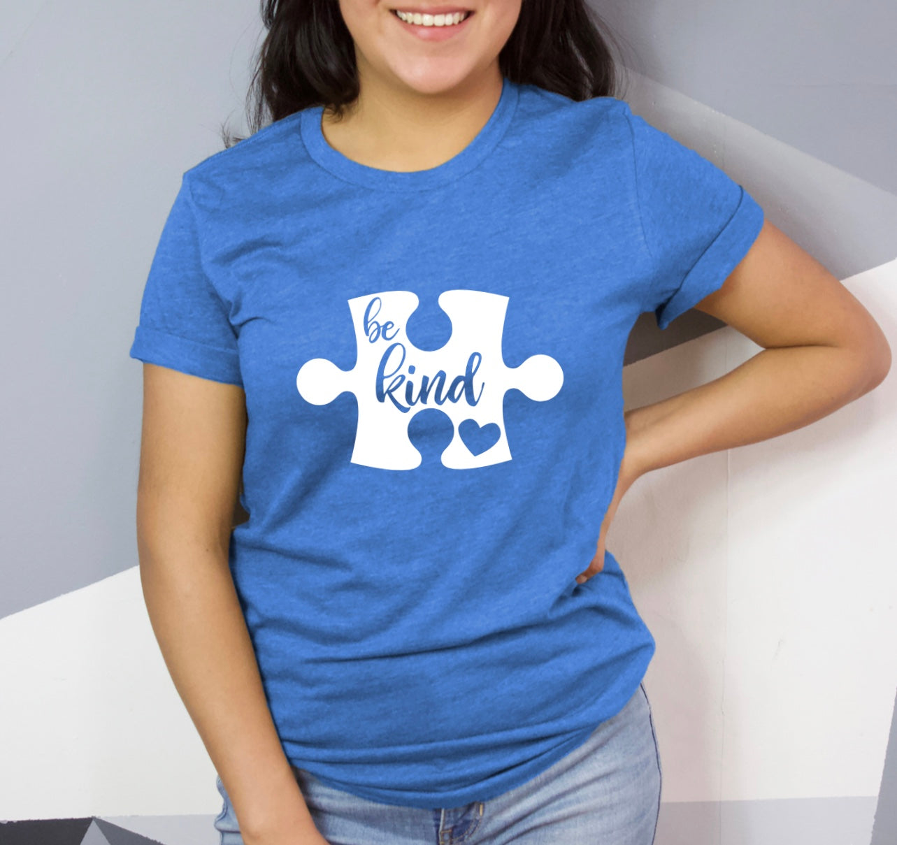 Be kind puzzle piece graphic t-shirt 