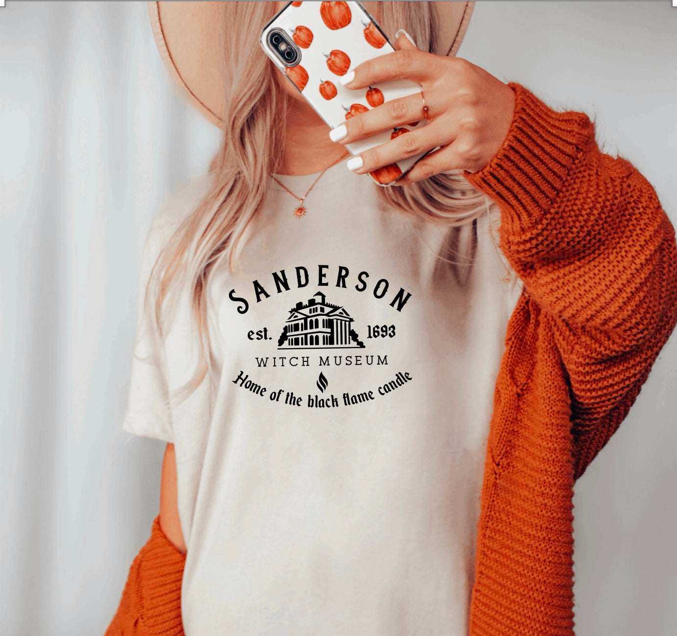 Sanderson witch museum home of the black flame candle t-shirt 