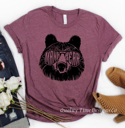 Mama bear with glasses t-shirt 
