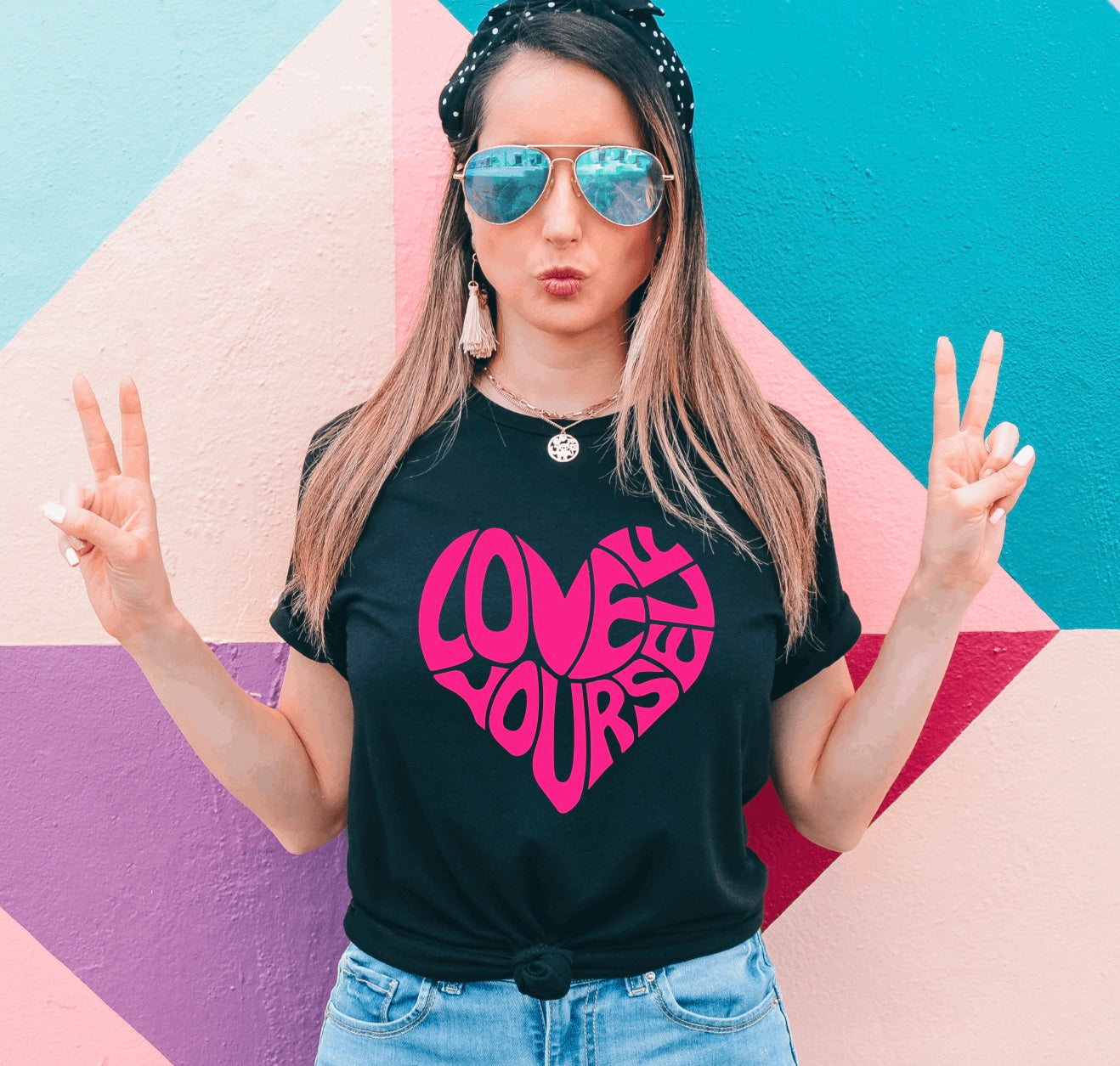 Love yourself Valentines Day unisex t-shirt for women in black