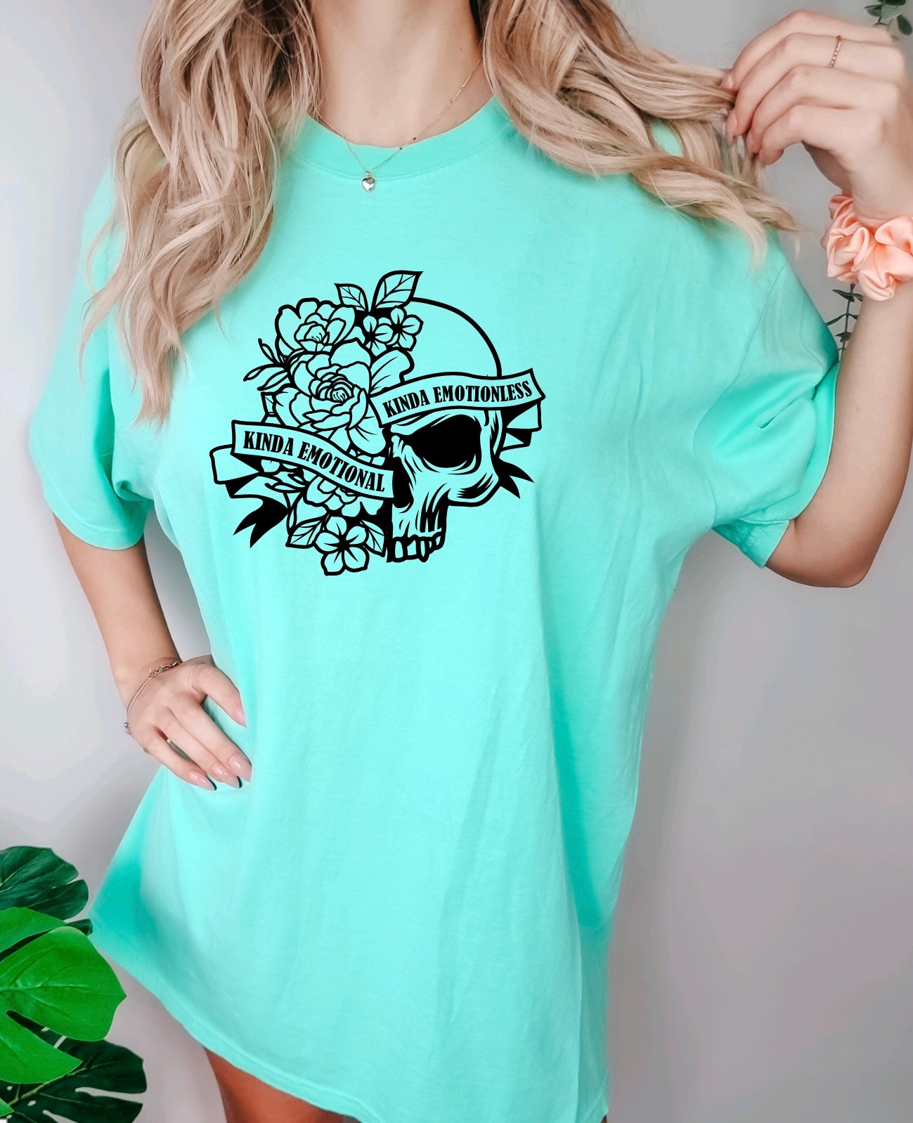 Kinda emotional kinda emotionless comfort colors unisex t-shirt for women in island reef