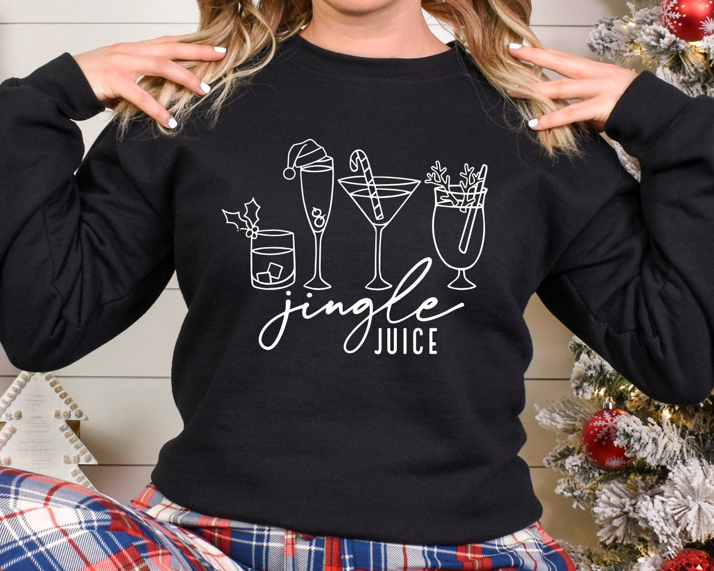 Jingle Juice unisex crewneck sweatshirt for women in black