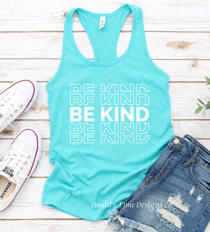 Be kind repeating text tank top