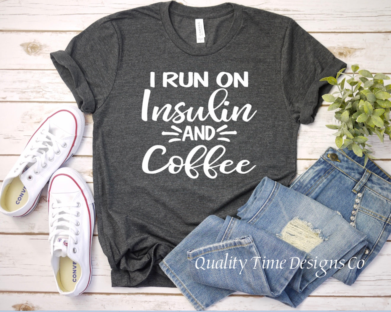 I run on insulin and coffee t shirt