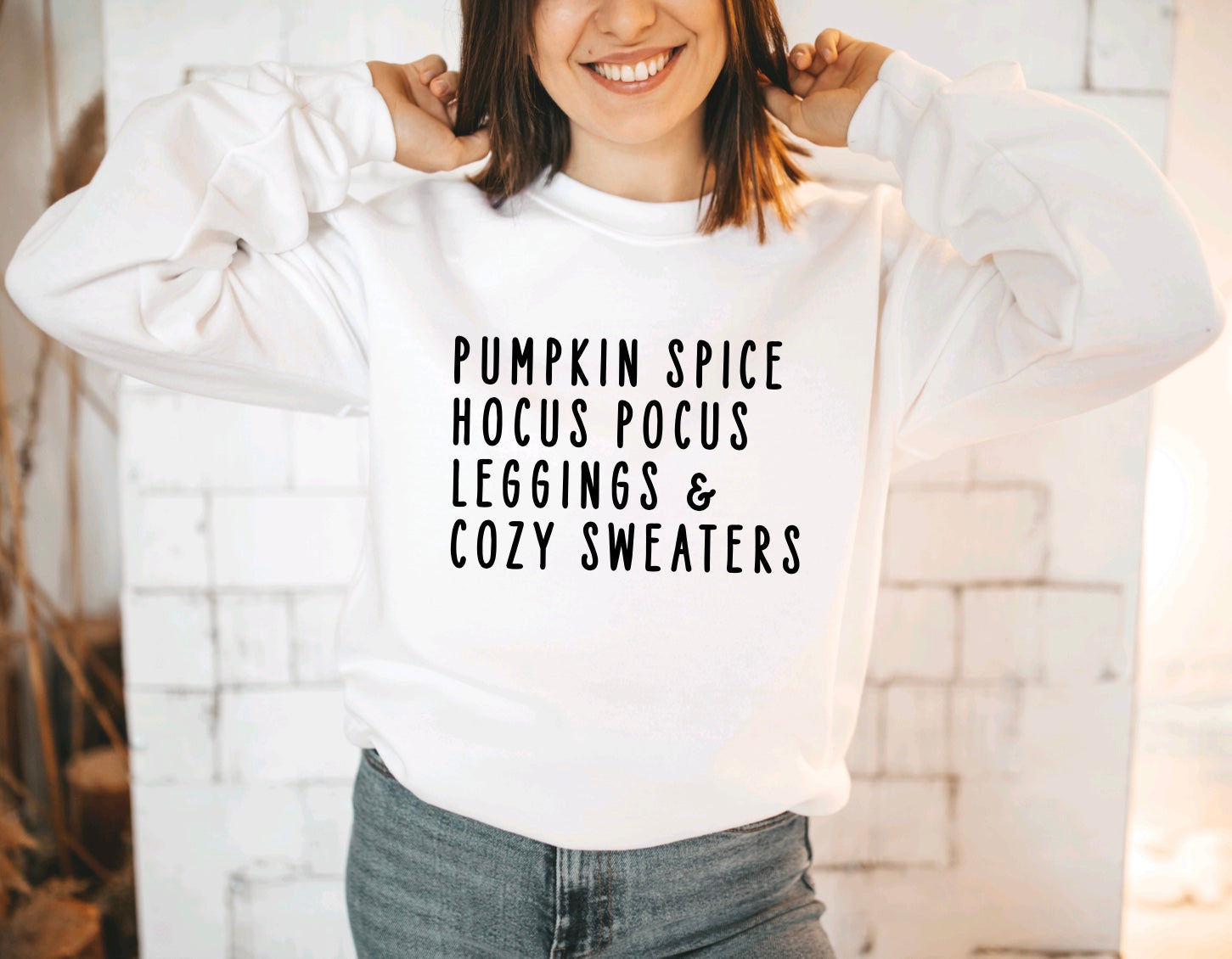 pumpkin spice hocus pocus leggings and cozy sweaters crewneck sweatshirt