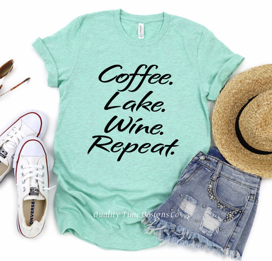 Coffee lake wine repeat t-shirt 