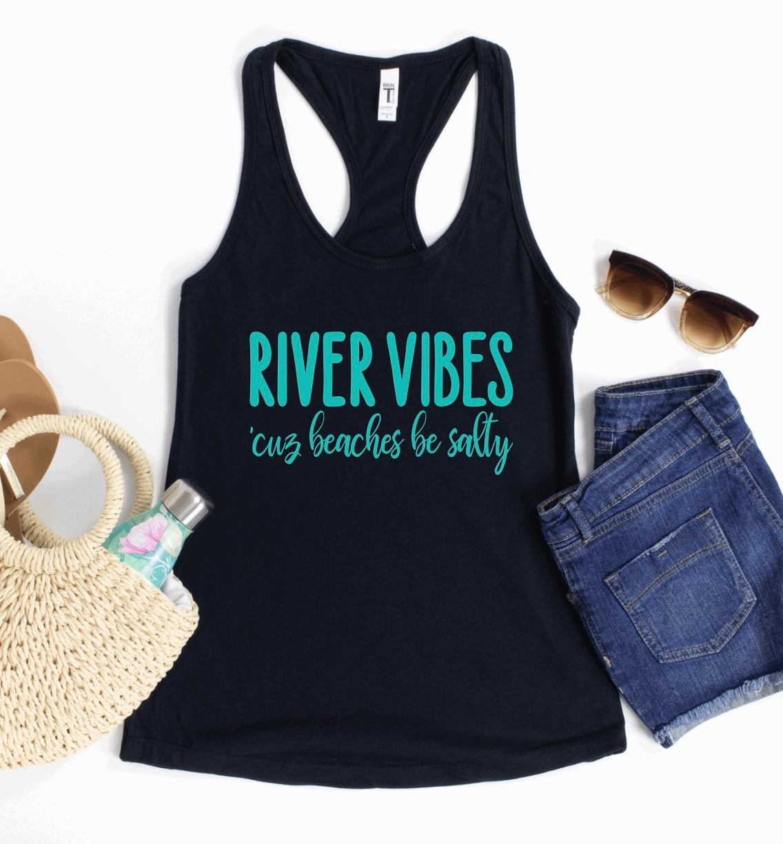 River vibes cuz beaches be salty racerback tank top 