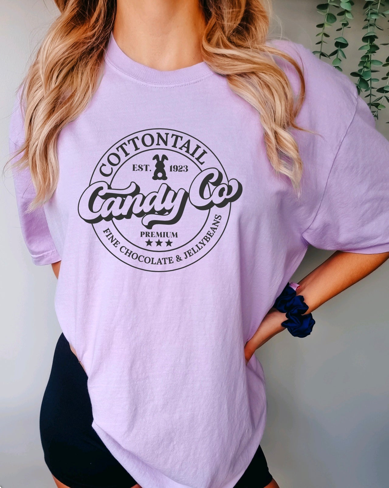 Cottontail candy co comfort colors Easter t-shirt for women in orchid 